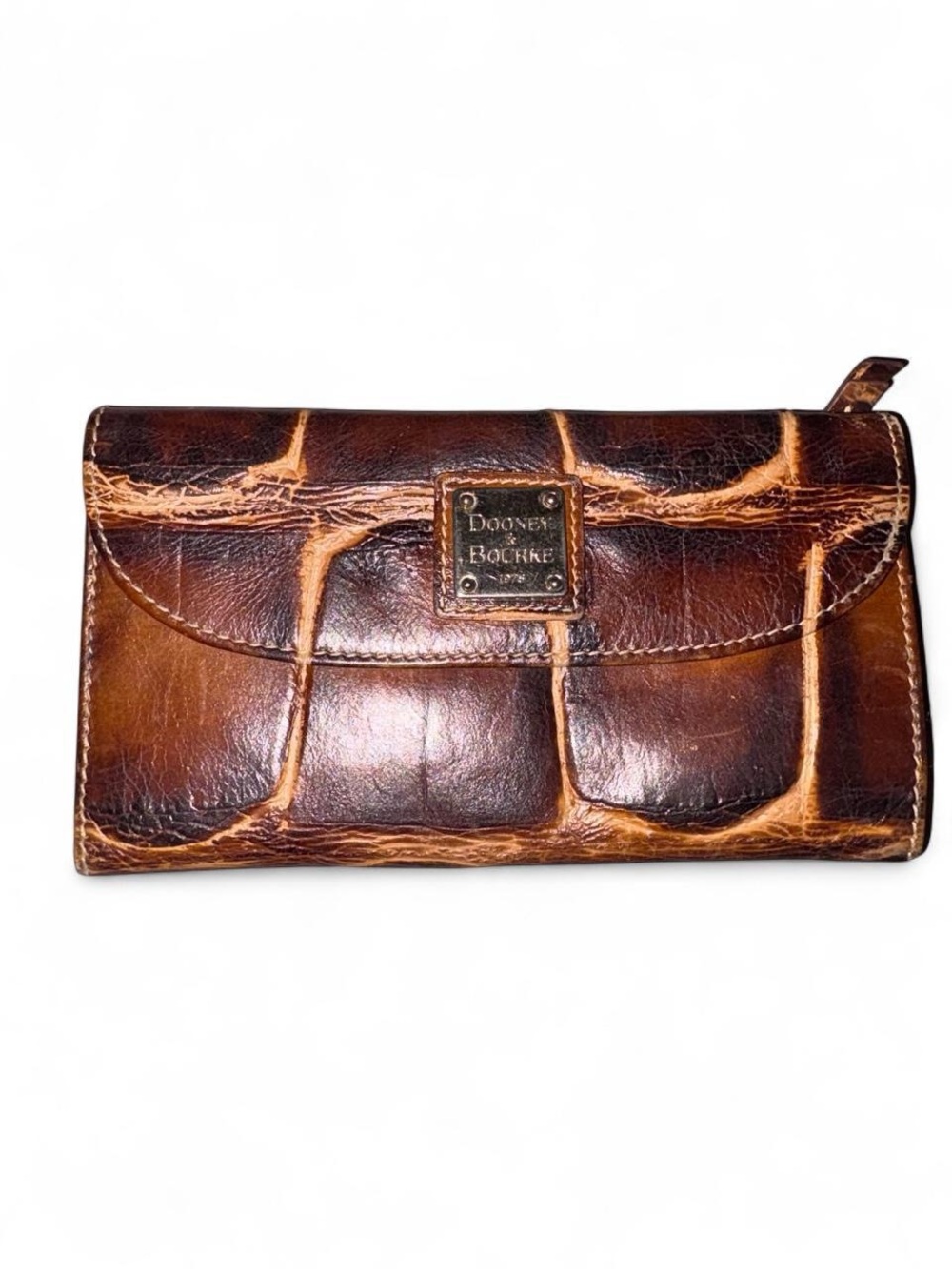 Dooney & Bourke Brown Croc-Embossed Leather Continental Wallet - Picture 4 of 7
